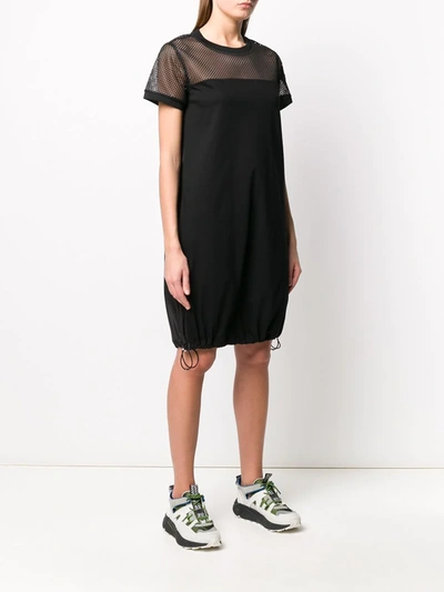 Shop Moncler Mesh Panel T-shirt Dress In Black