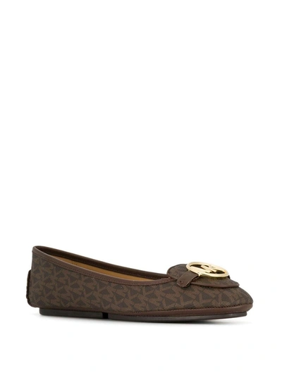 Shop Michael Michael Kors Grained Ballerina Flats In Brown