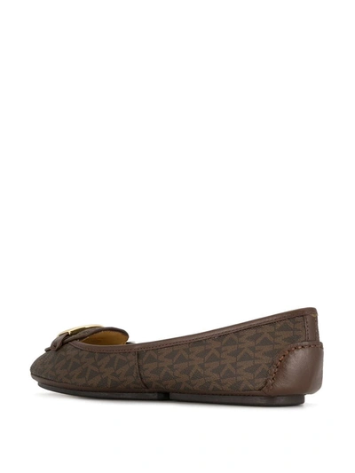 Shop Michael Michael Kors Grained Ballerina Flats In Brown