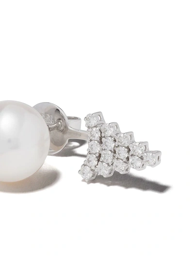 Shop Yoko London 18kt White Gold Novus Freshwater Pearl And Diamond Earrings In 7 White Gold