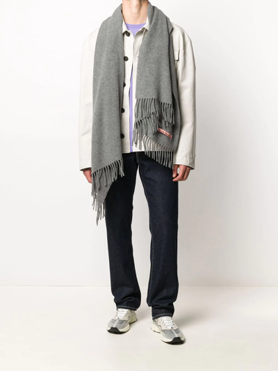 Shop Acne Studios Canada New Fringed Scarf In Grey