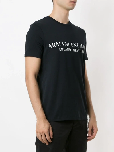 Shop Armani Exchange Logo-print Cotton T-shirt In Black