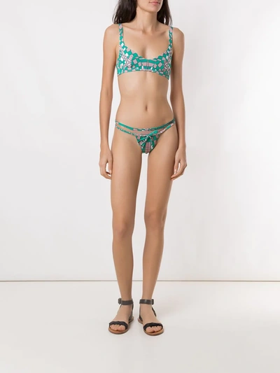 Shop Amir Slama Geometric Print Bikini Set In Green