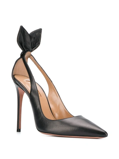 Aquazzura Black Leather Bow Tie Pump 105 Pumps In Black