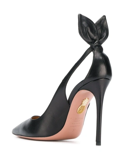 Aquazzura Black Leather Bow Tie Pump 105 Pumps In Black
