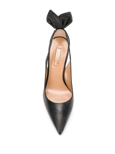 Aquazzura Black Leather Bow Tie Pump 105 Pumps In Black