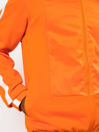 Shop God's Masterful Children Geometric Panelled Bomber Jacket In Orange