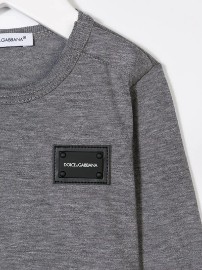 Shop Dolce & Gabbana Logo Plaque Long-sleeved T-shirt In Grey