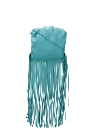Shop Bottega Veneta The Fringe Pouch Shoulder Bag In Blue