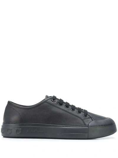 Shop Ferragamo Gancio Low-top Sneakers In Black