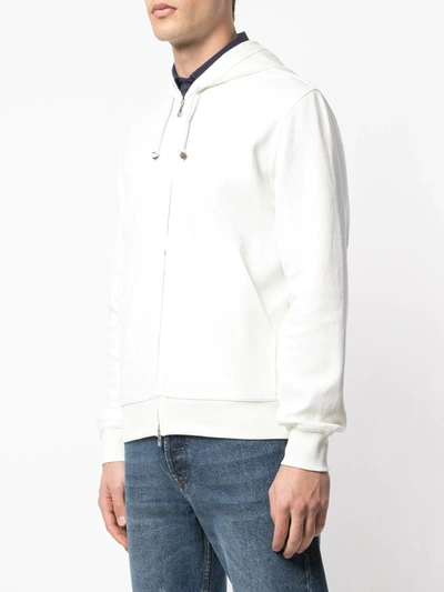 Shop Brunello Cucinelli Hooded Zip-up Jacket In C7220 Off White