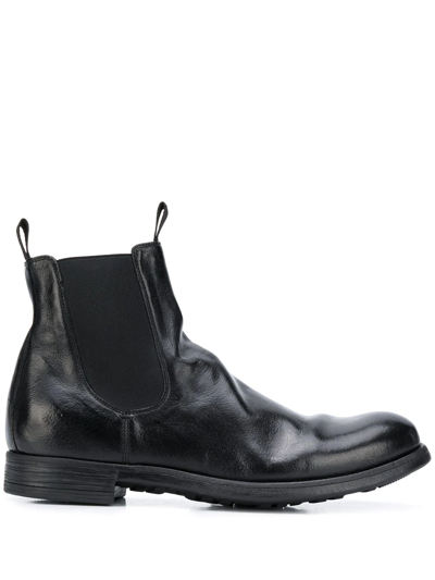 Shop Officine Creative Creased Leather Ankle Boots In Black
