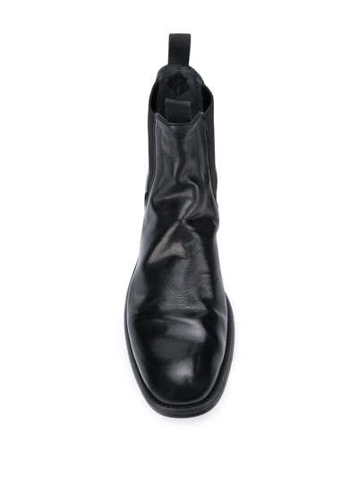 Shop Officine Creative Creased Leather Ankle Boots In Black