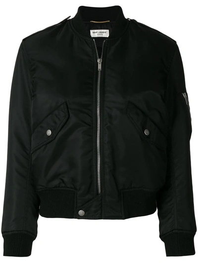 Shop Saint Laurent Classic Zipped Bomber Jacket In Black