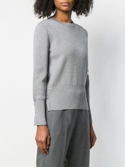 Thom Browne 4-bar Milano Stitch Silk Pullover In Grey