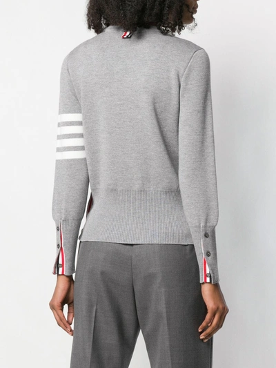 Thom Browne 4-bar Milano Stitch Silk Pullover In Grey