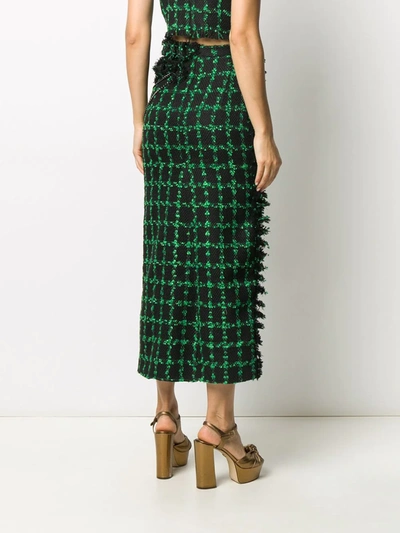 Shop Loulou Frayed Check Skirt In Black