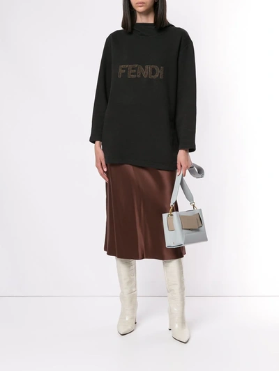 Pre-owned Fendi Logo贴花连帽衫 In Black