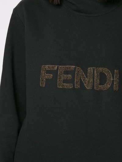Pre-owned Fendi 1990s Logo Patch Hoodie In Black