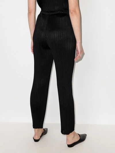 PLEATS PLEASE BY ISSEY MIYAKE HIGH-WAISTED SLIM FIT TROUSERS - 黑色