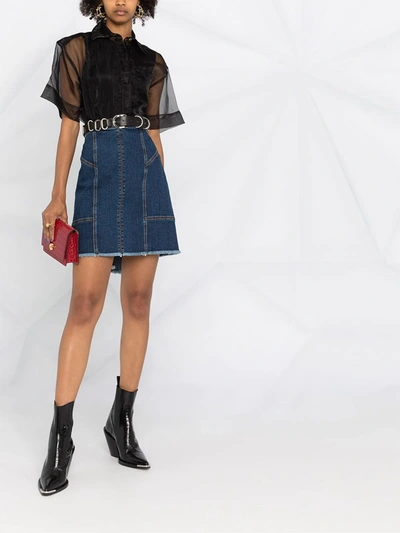 Shop Alexander Mcqueen Panelled Denim Mini Skirt In Blue