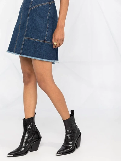 Shop Alexander Mcqueen Panelled Denim Mini Skirt In Blue