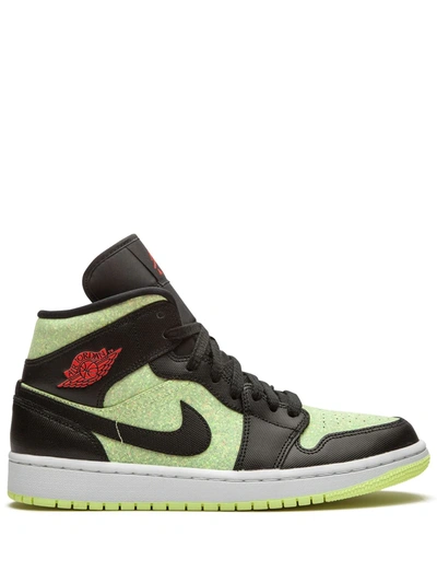 Shop Jordan Air  1 Mid Se "barely Volt/chile Red" Sneakers In Black