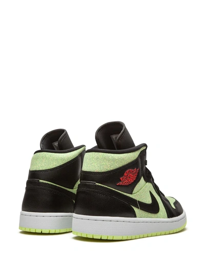 Shop Jordan Air  1 Mid Se "barely Volt/chile Red" Sneakers In Black