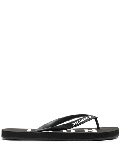 Shop Dsquared2 Logo-strap Flip Flops In Black