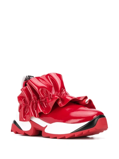 Shop Sergio Rossi Extreme Ruffle Trim Sneakers In Red