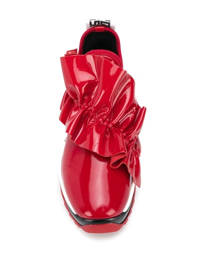 Shop Sergio Rossi Extreme Ruffle Trim Sneakers In Red