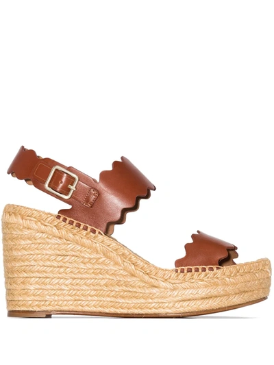 Shop Chloé Lauren 60mm Espadrille Wedge Sandals In Brown