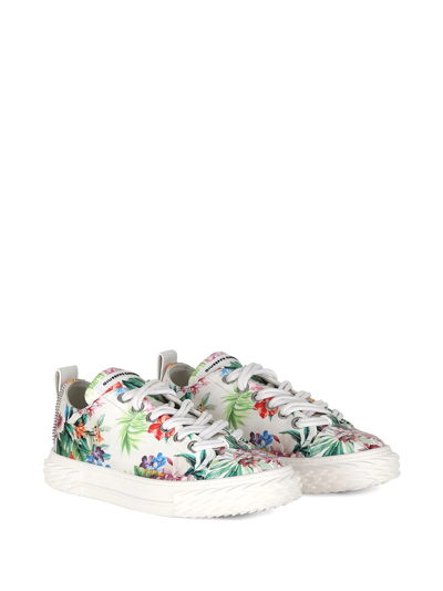 Shop Giuseppe Zanotti Floral Print Sneakers In White ,multicolour