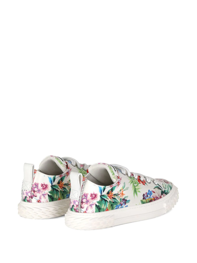 Shop Giuseppe Zanotti Floral Print Sneakers In White ,multicolour