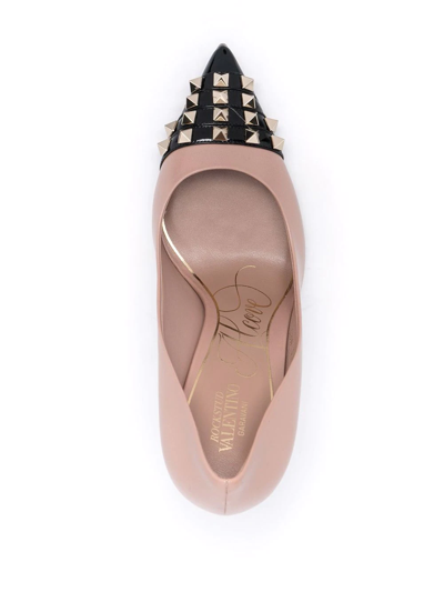 Shop Valentino Studded Pointed Pumps In Pink