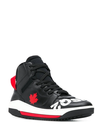 Shop Dsquared2 Maple Leaf Hi-top Sneakers In Black