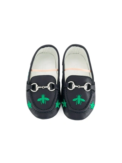 Shop Gucci Slip-on Buckle Loafers In Blue