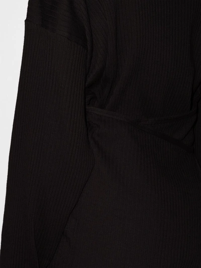 Shop Baserange Shaw Belted Ribbed Organic Cotton Sweatshirt In Black