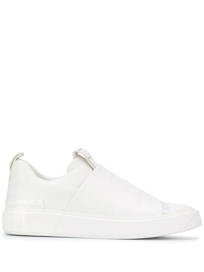 Shop Balmain B-court Leather Sneakers In White