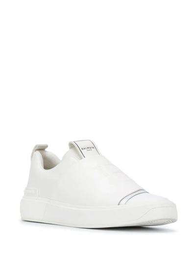 Balmain B-court Easy Sneakers In Leather With Logo In White | ModeSens