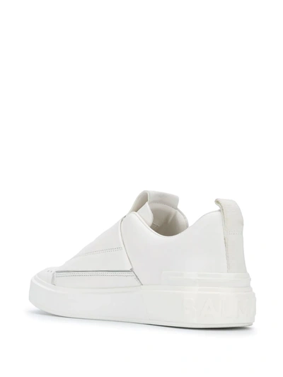 Shop Balmain B-court Leather Sneakers In White