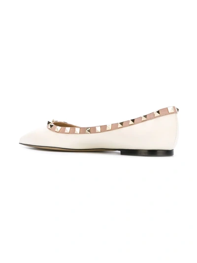 Shop Valentino Rockstud Ballerinas In Neutrals