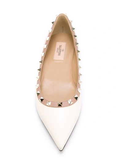 Shop Valentino Rockstud Ballerinas In Neutrals