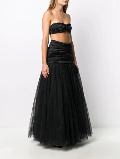Shop Alessandra Rich Ruched Strapless Top And Skirt Set In Black