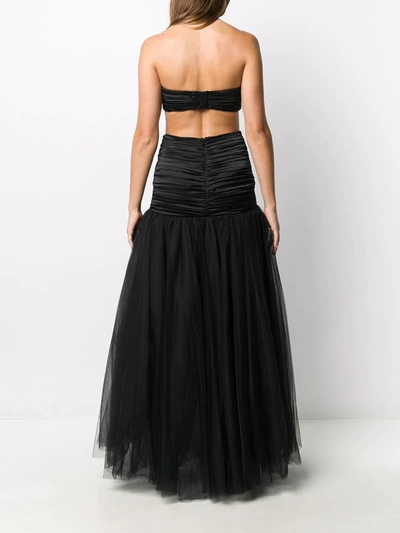 Shop Alessandra Rich Ruched Strapless Top And Skirt Set In Black
