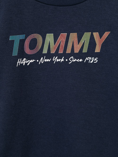 Shop Tommy Hilfiger Junior Metallic Logo Sweatshirt Dress In Blue