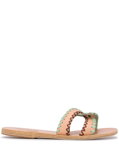 Shop Ancient Greek Sandals Desmos Contrast-stitch Sliders In Neutrals