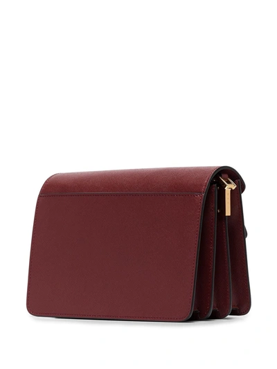 Shop Marni Trunk Medium Leather Shoulder Bag In Red
