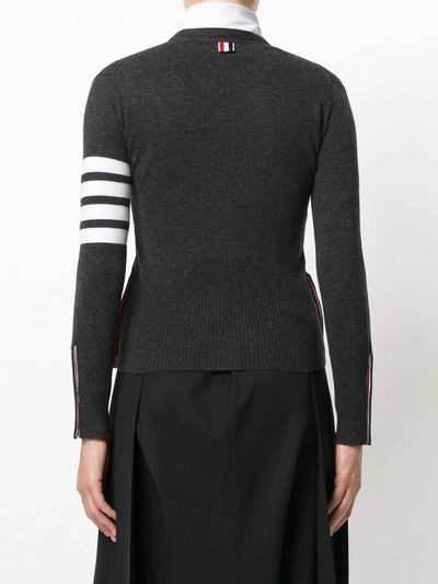 Thom Browne Cashmere Striped-sleeve V-neck Cardigan In Grey