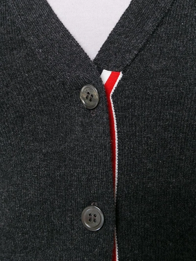 Thom Browne Cashmere Striped-sleeve V-neck Cardigan In Grey